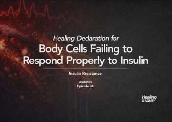 Microscopic glowing blood vessel structure with red cellular particles and waveform graphics illustrating Insulin Resistance