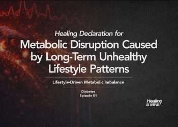 Illustration of metabolic activity with glowing molecular structures and waveform patterns, titled “Metabolic Disruption Caused by Long-Term Unhealthy Lifestyle Patterns (Lifestyle-Driven Metabolic Imbalance) – Diabetes Episode 01.”