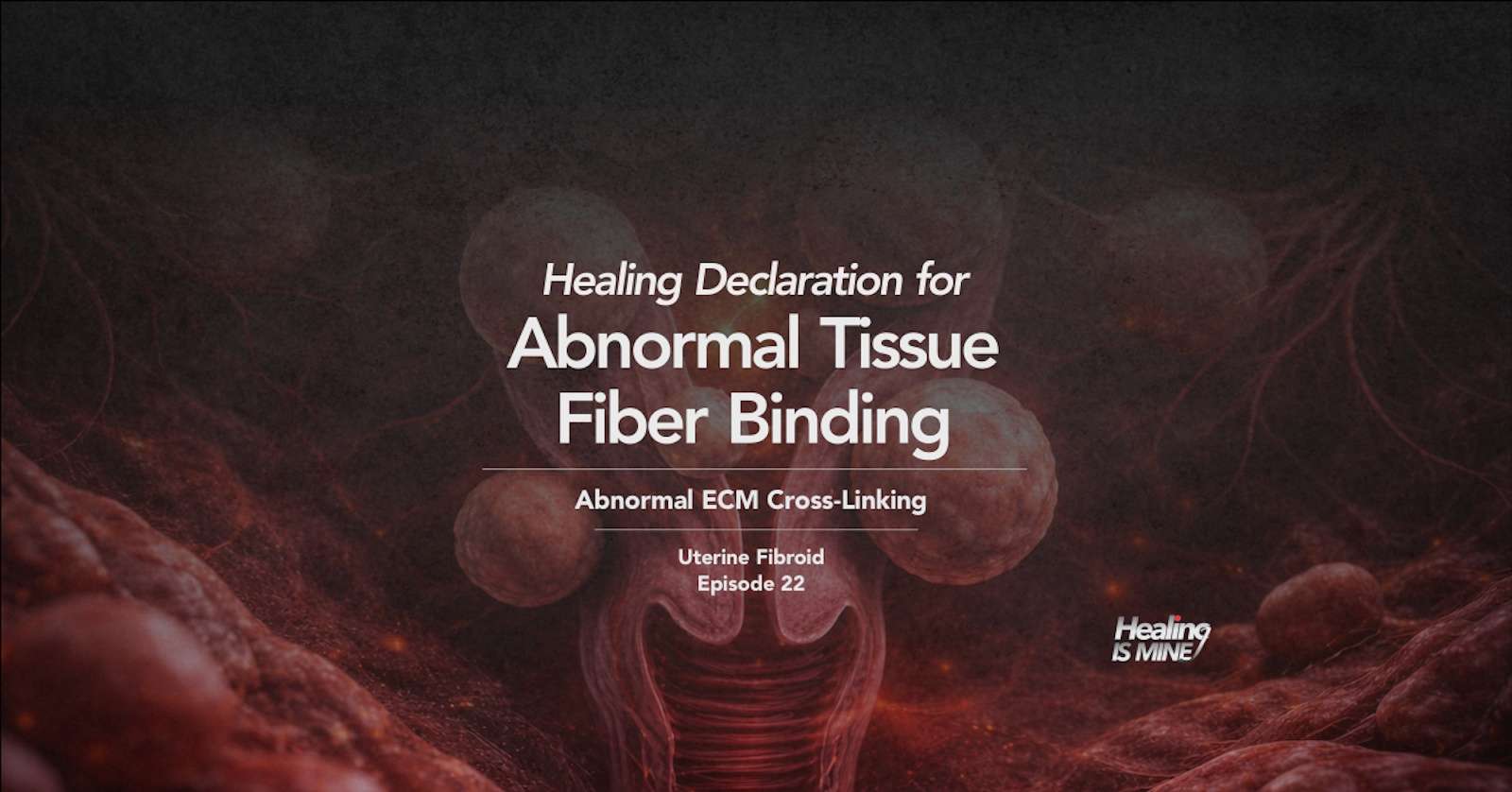 Abnormal tissue fiber binding (Abnormal ECM cross-linking) in uterine fibroid showing dense extracellular matrix stiffening around fibroid nodules in uterus illustration