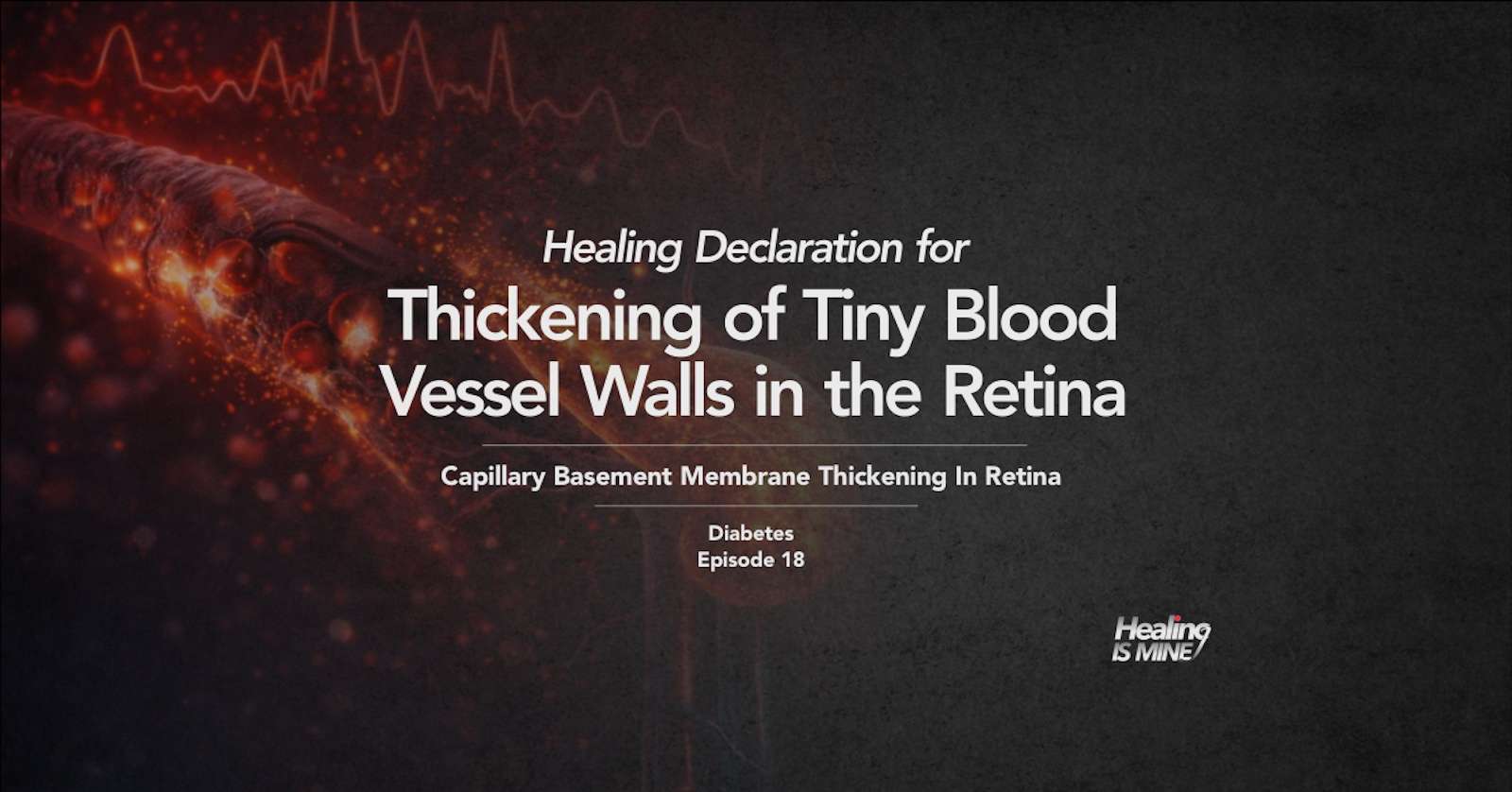 Microscopic glowing blood vessel structure with red cellular particles and waveform graphics illustrating Capillary Basement Membrane Thickening In Retina
