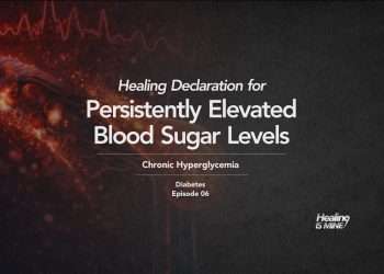 Microscopic glowing blood vessel structure with red cellular particles and waveform graphics illustrating Chronic Hyperglycemia