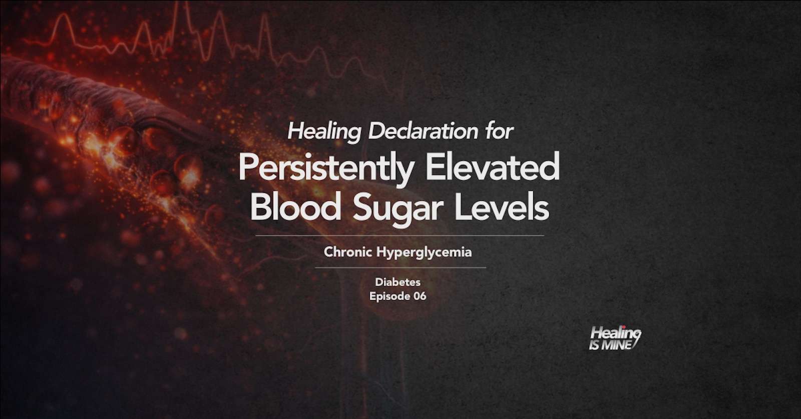 Microscopic glowing blood vessel structure with red cellular particles and waveform graphics illustrating Chronic Hyperglycemia