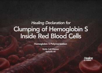 Illustration of red blood cells in a blood vessel with the title “Hemoglobin S Polymerization (Clumping of Hemoglobin S Inside Red Blood Cells).”
