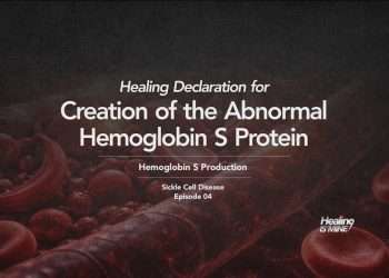 Illustration of red blood cells in a blood vessel with the title “Hemoglobin S Production (Creation of the Abnormal Hemoglobin S Protein).”
