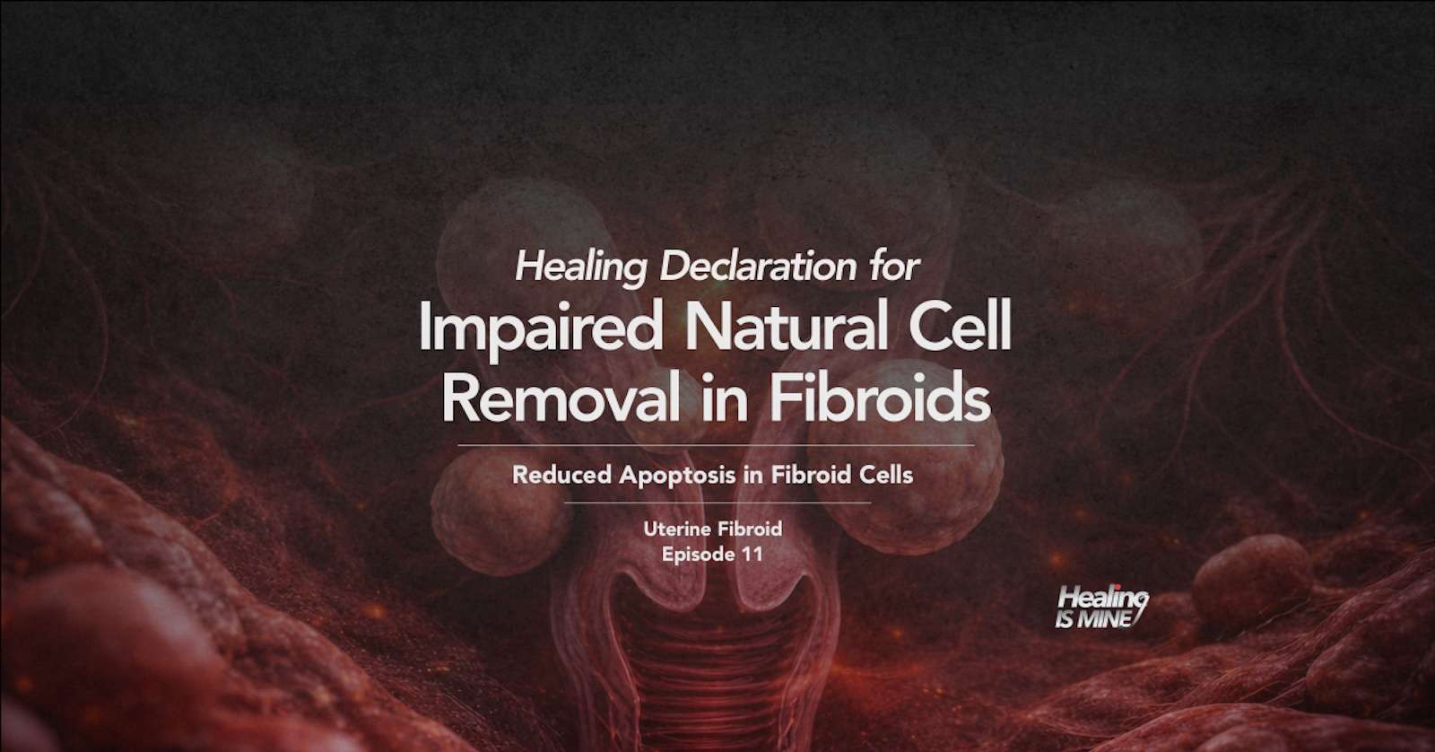 Impaired natural cell removal in fibroids (Reduced apoptosis in fibroid cell) in fibroid cells within uterine fibroid tissue illustration.
