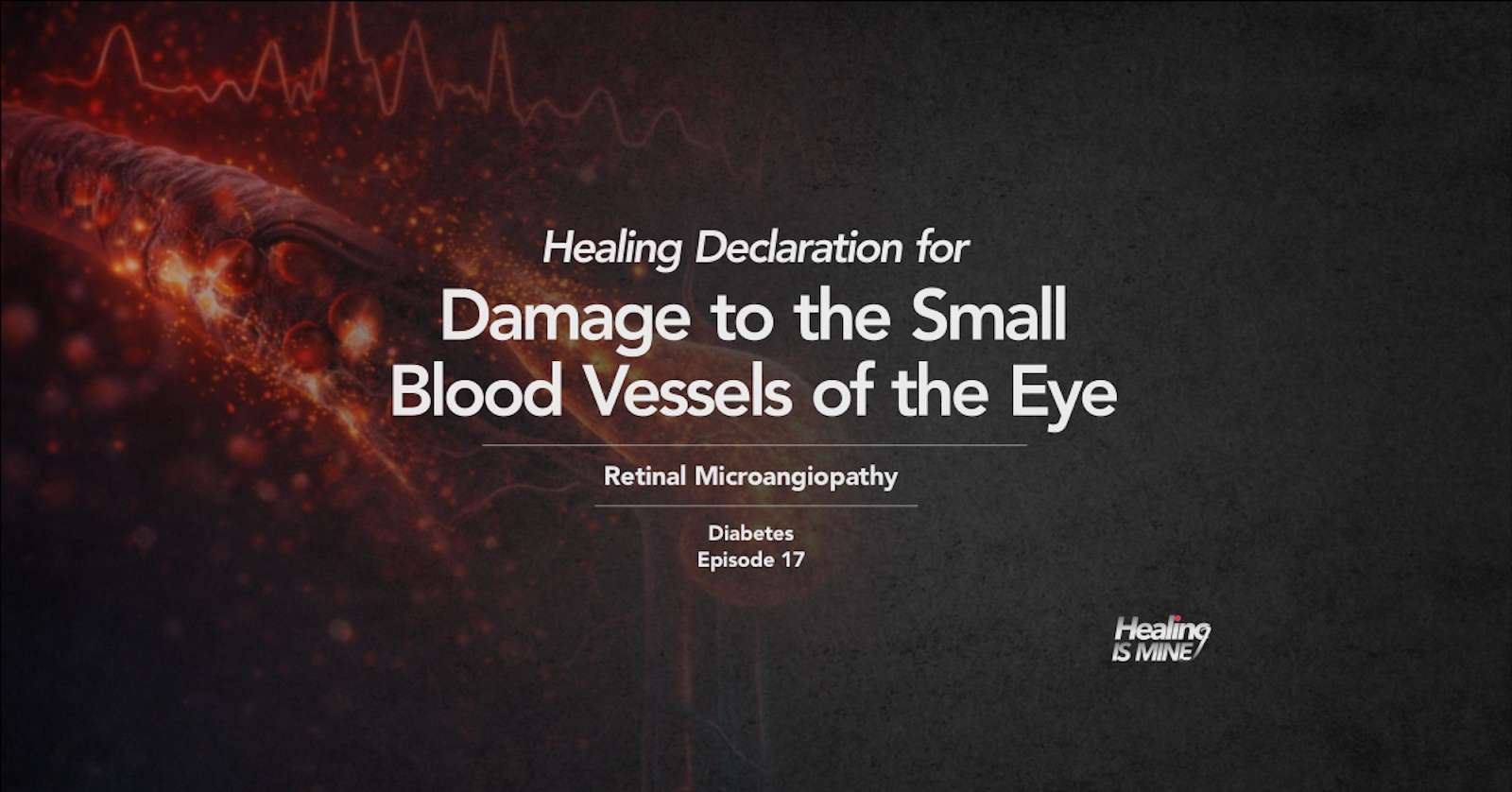 Microscopic glowing blood vessel structure with red cellular particles and waveform graphics illustrating Retinal Microangiopathy
