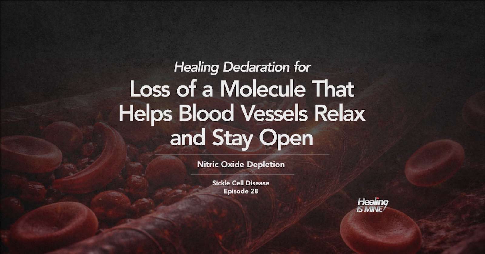 Illustration of red blood cells in a blood vessel with the title “Nitric Oxide Depletion (Loss of a Molecule That Helps Blood Vessels Relax and Stay Open).”