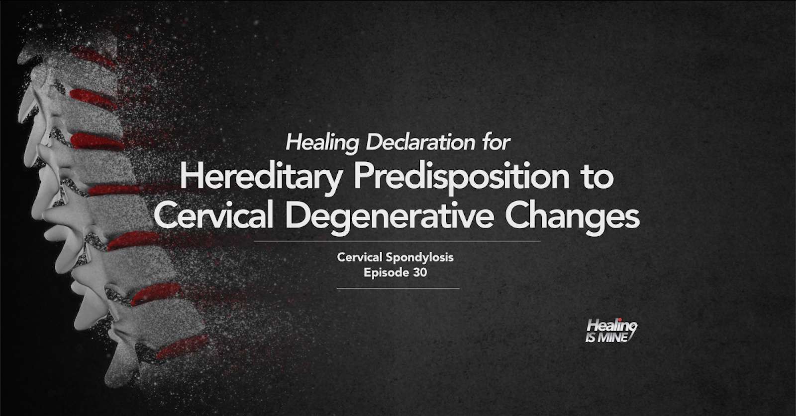 Cervical spine illustration with highlighted vertebrae representing progressive degenerative changes along the neck