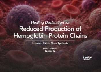 Illustration of red blood cells and immune cells in the bloodstream with the title “Reduced Production of Hemoglobin Protein Chains (Impaired Globin Chain Synthesis) – Blood Disorders Episode 02.”